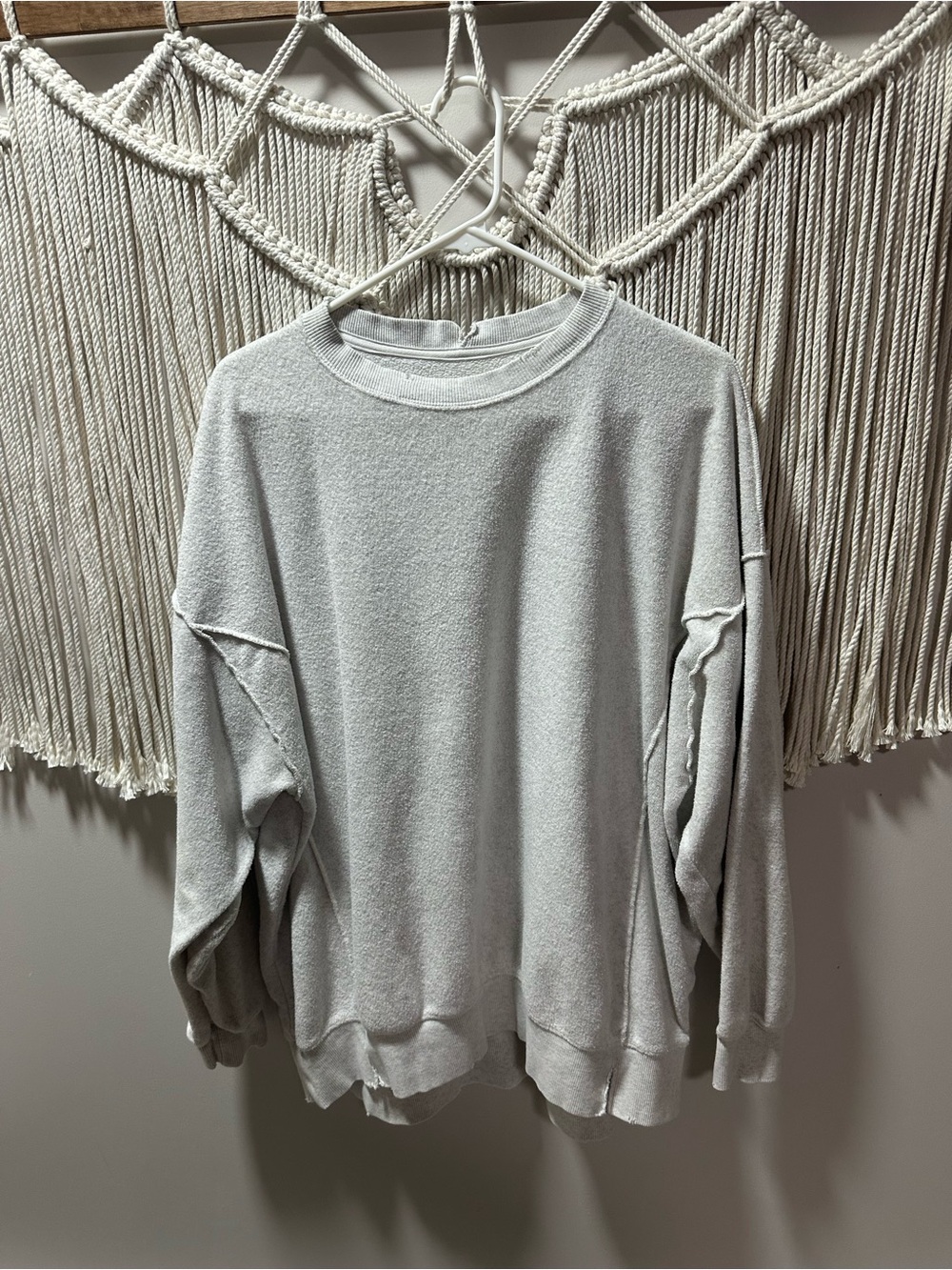aerie Oversized Crewneck Sweatshirt in Light Gray